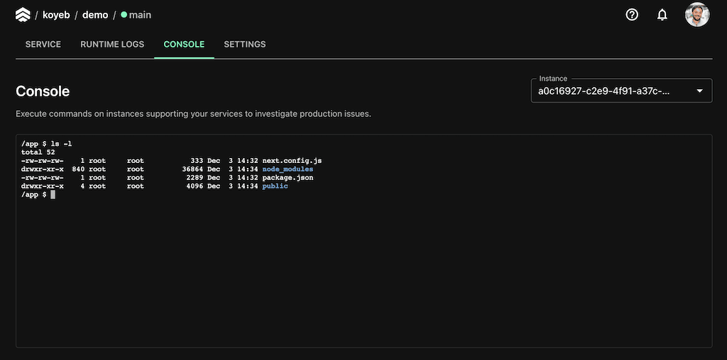 Feature - Execute command on Instances in the control panel