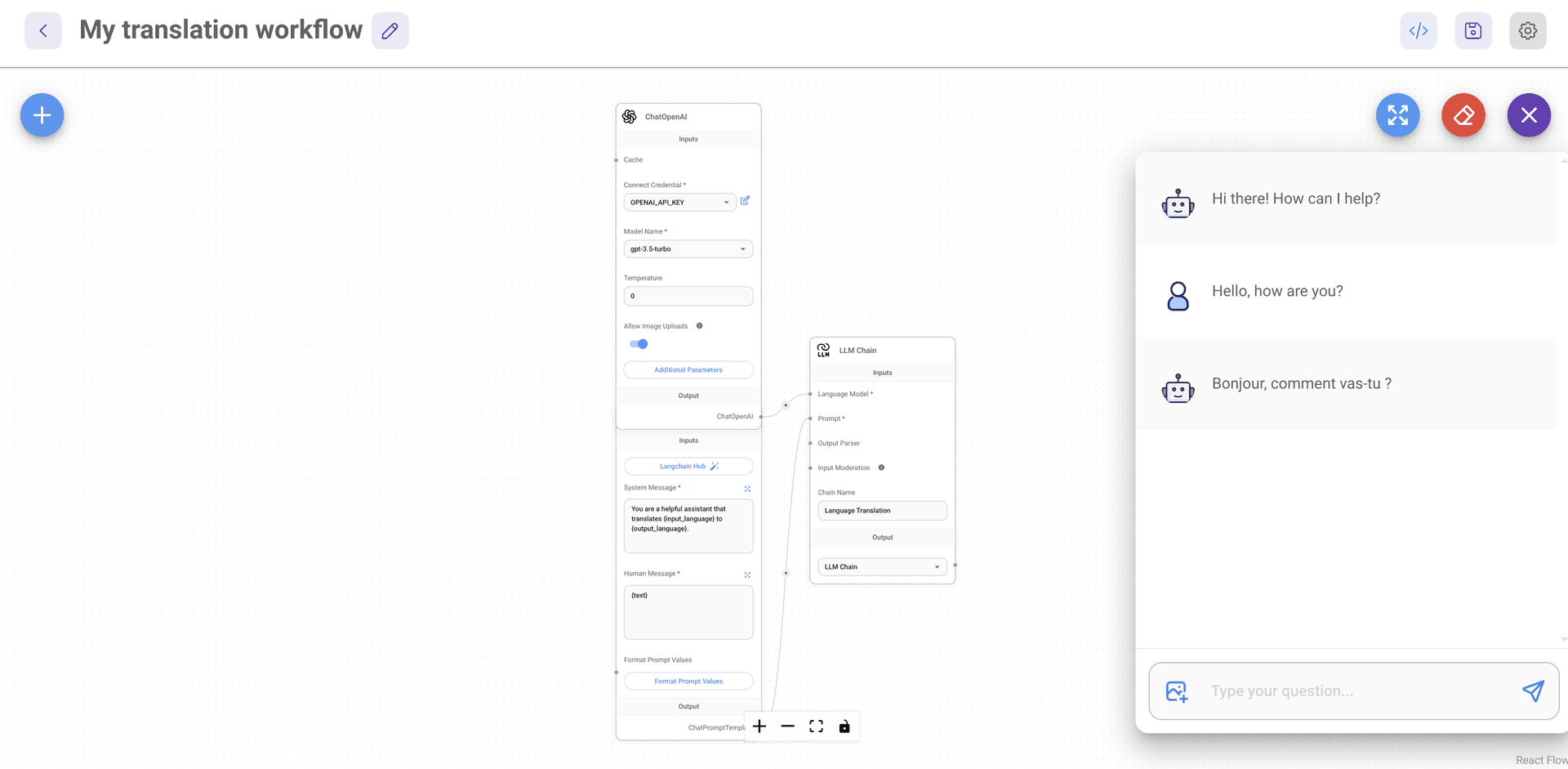 Flowise testing French translation