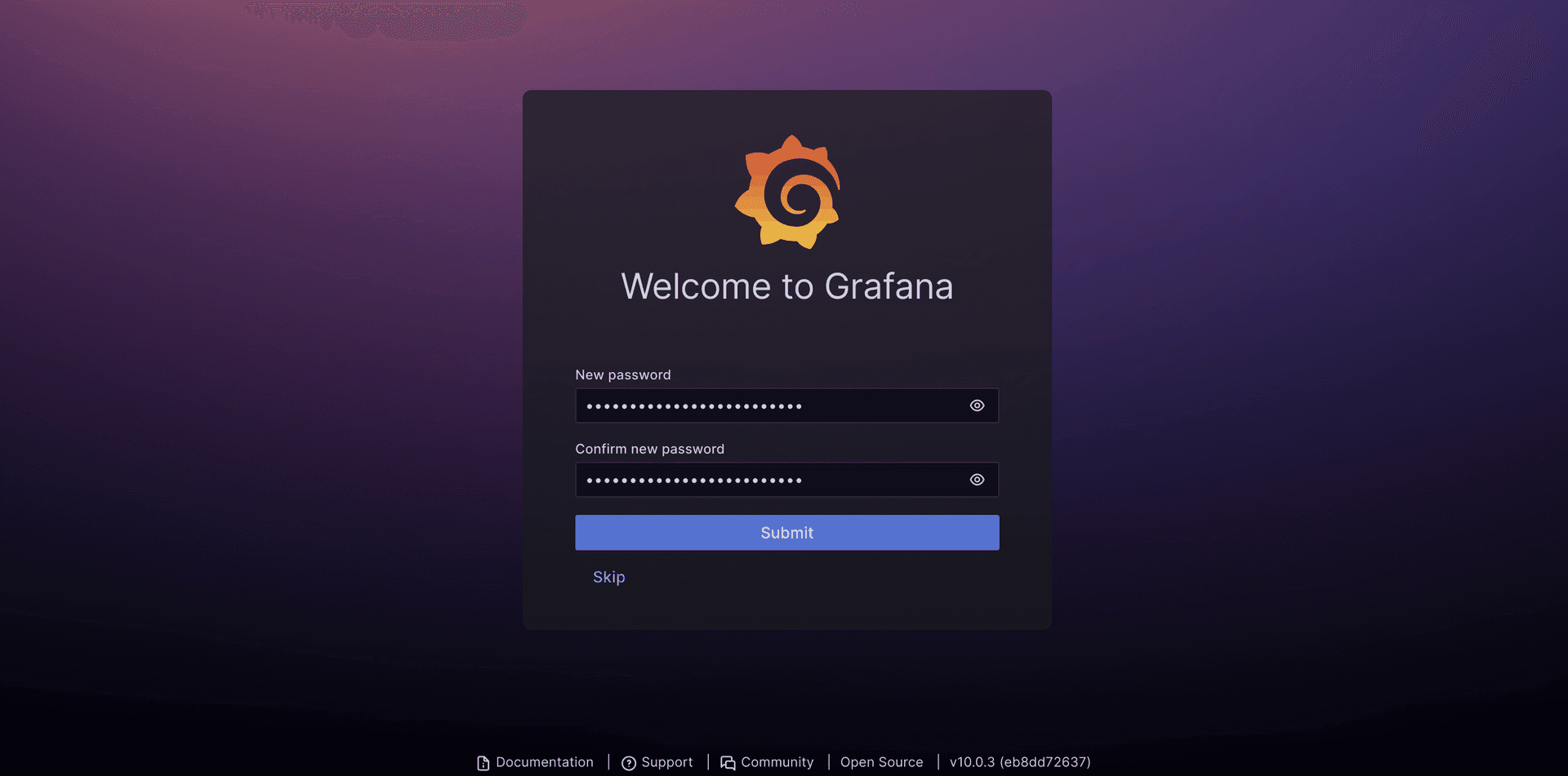 Grafana change admin password